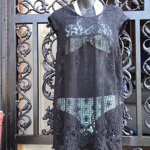 {$13 BUNDLED} New MITTOSHOP Black Knit Mesh Swim Cover Dress